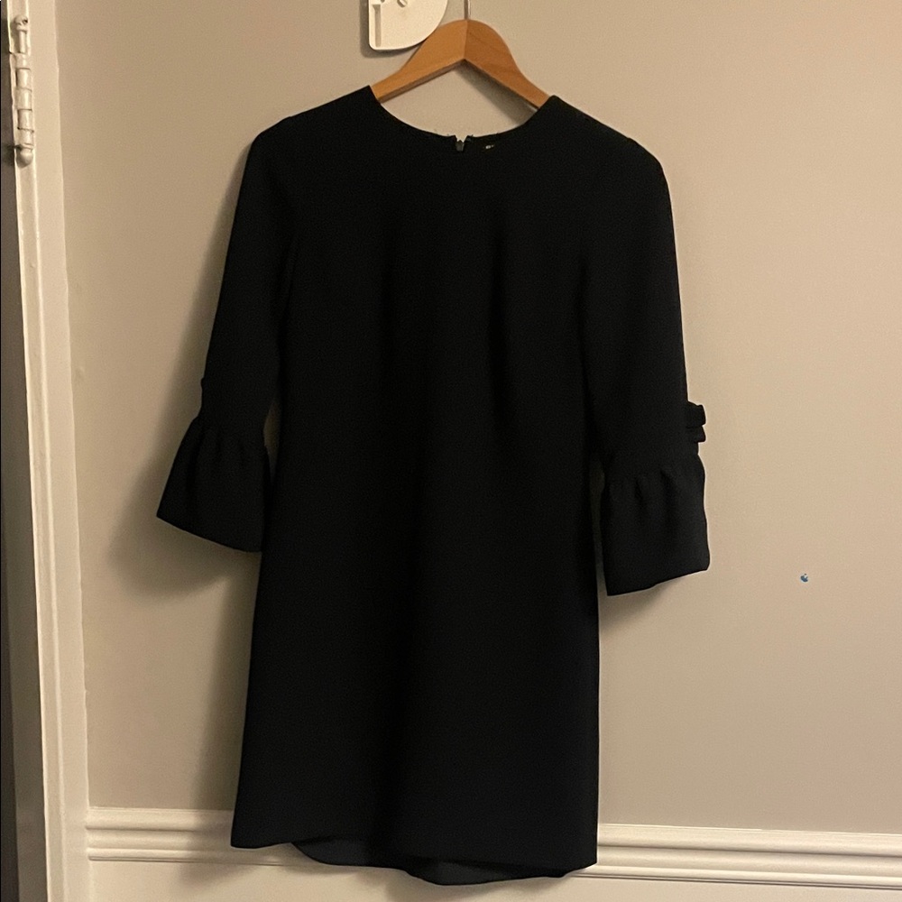 Club Monaco Black Mini Shift Dress with Ruffle Sleeves